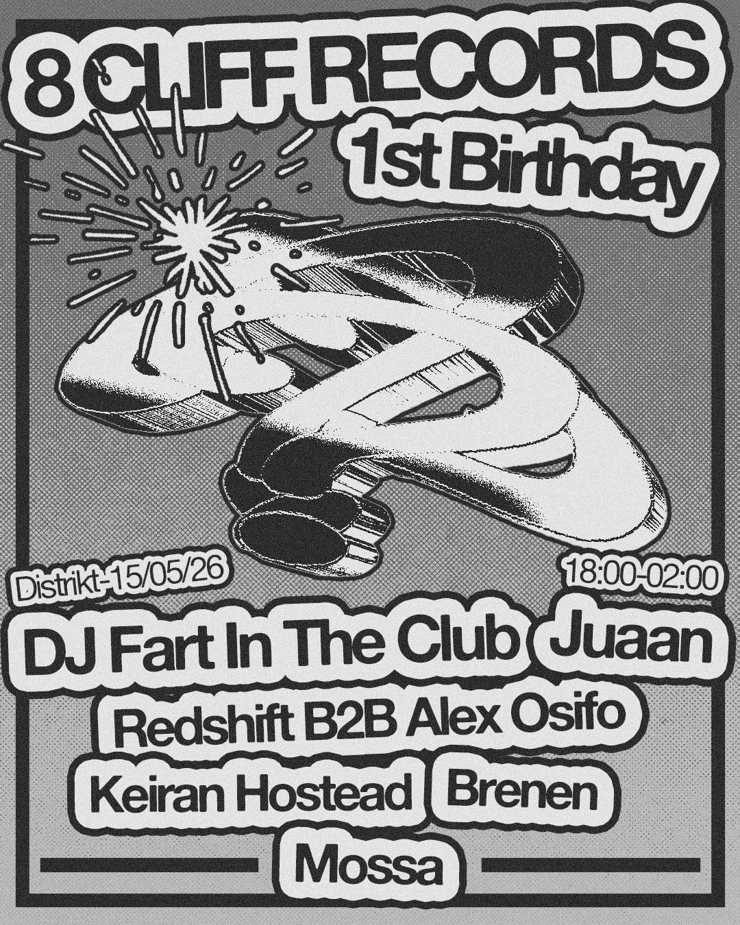 8 Cliff Records 1st Birthday poster
