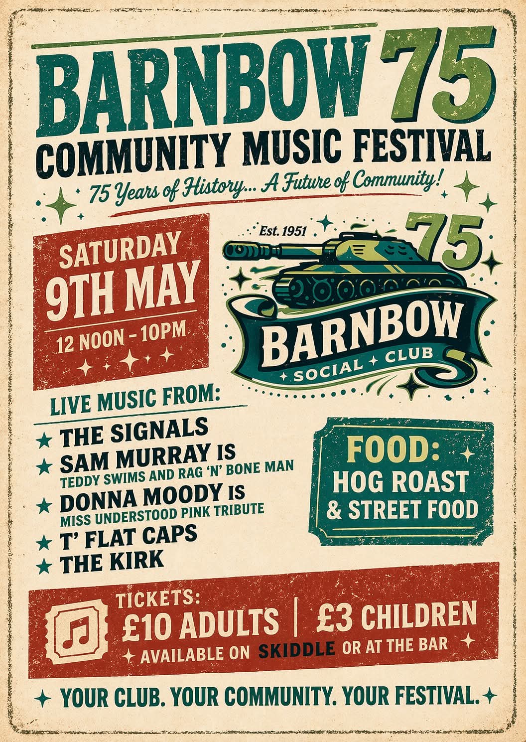 Barnbow75 Community Music Festival: Sam Murray poster