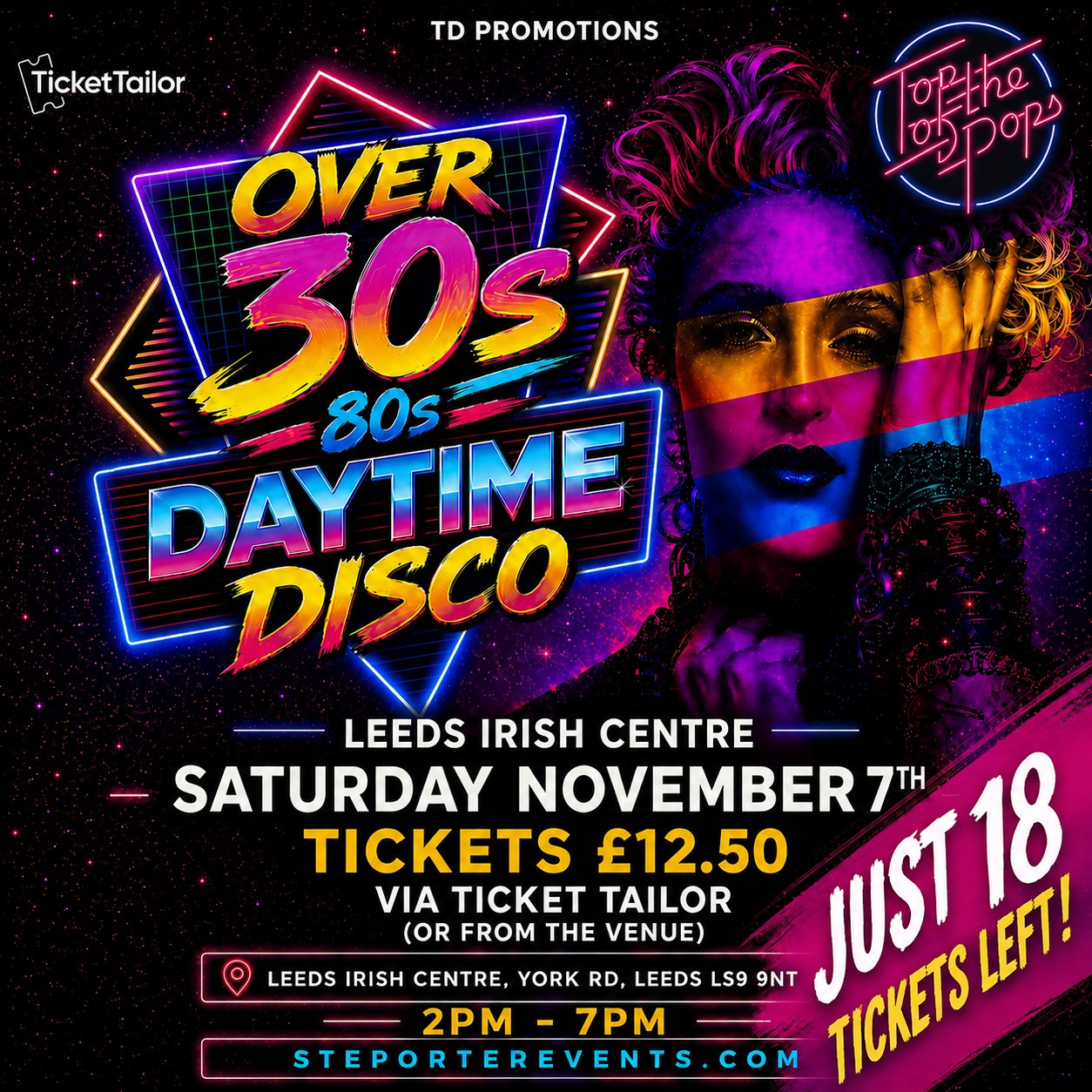Over 30s / 80s Daytime Disco poster