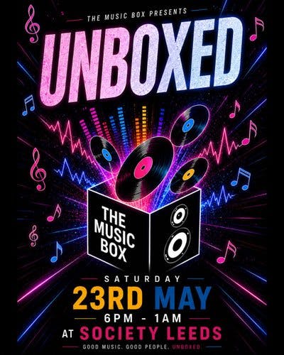 Unboxed at Society Leeds poster