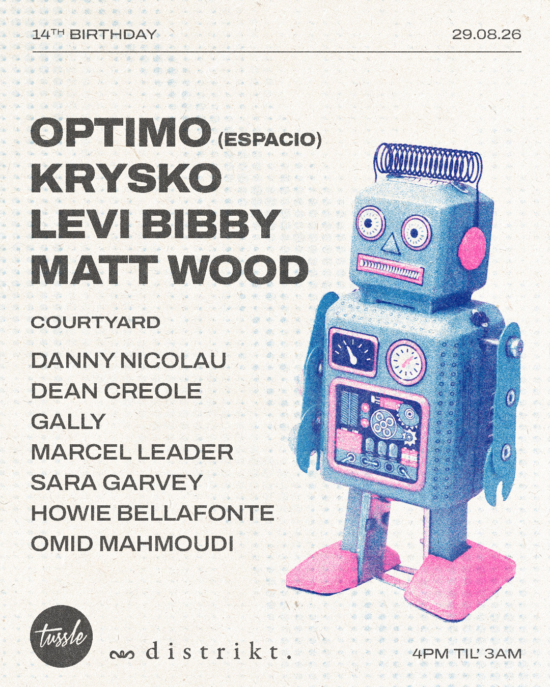 14 years of tussle with Optimo (Espacio), Krysko, Levi Bibby & Matt Wood poster