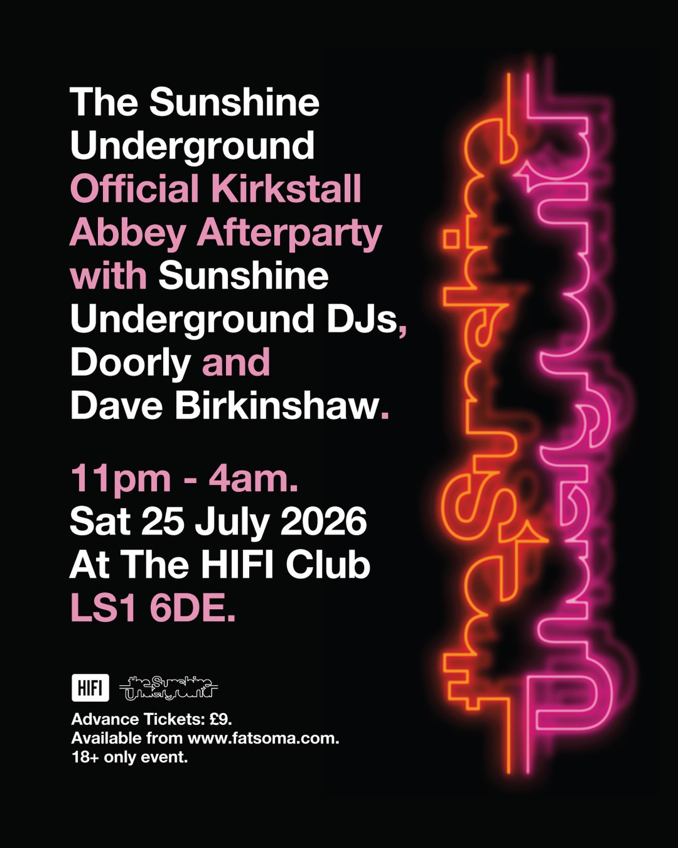 The Sunshine Underground Official Kirkstall Abbey Afterparty poster