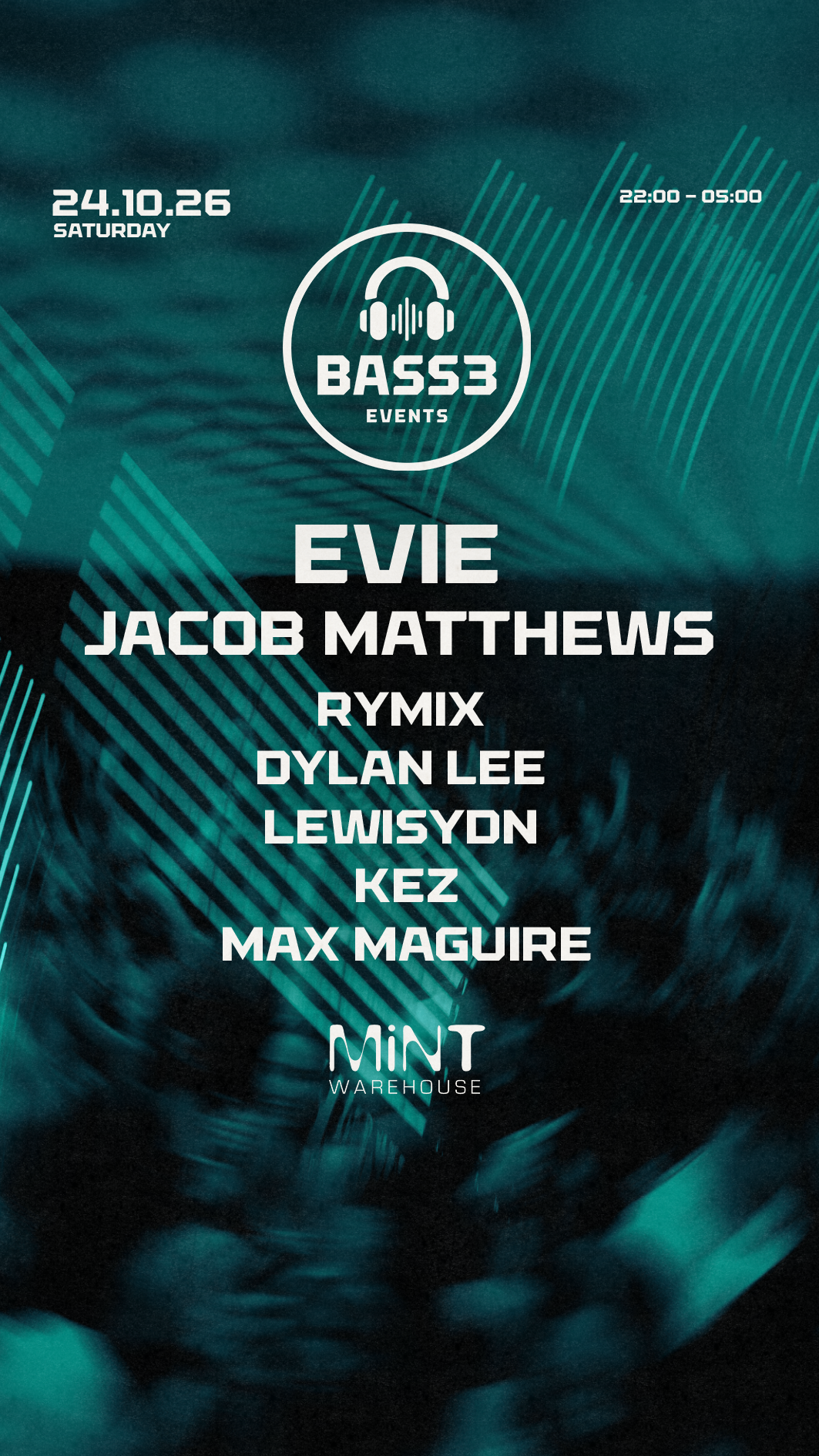 BASS3 x Mint Warehouse Loft show poster