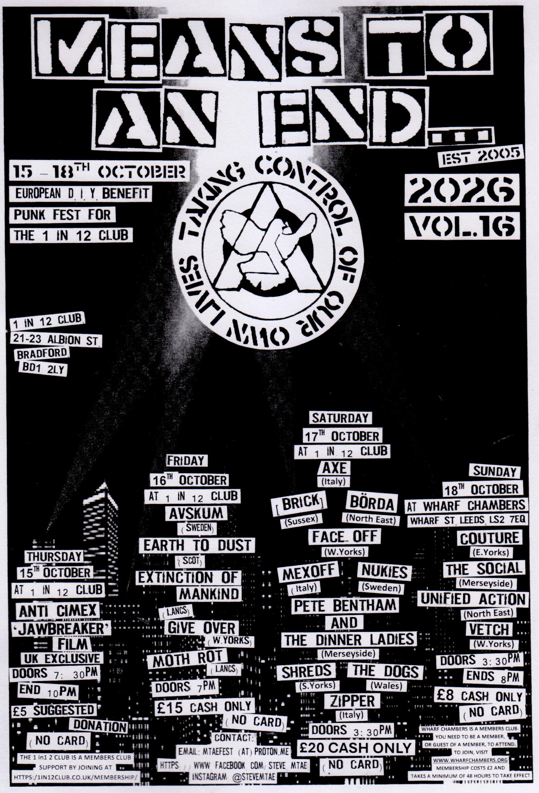 MEANS TO AN END… DIY Hardcore Punk Fest poster