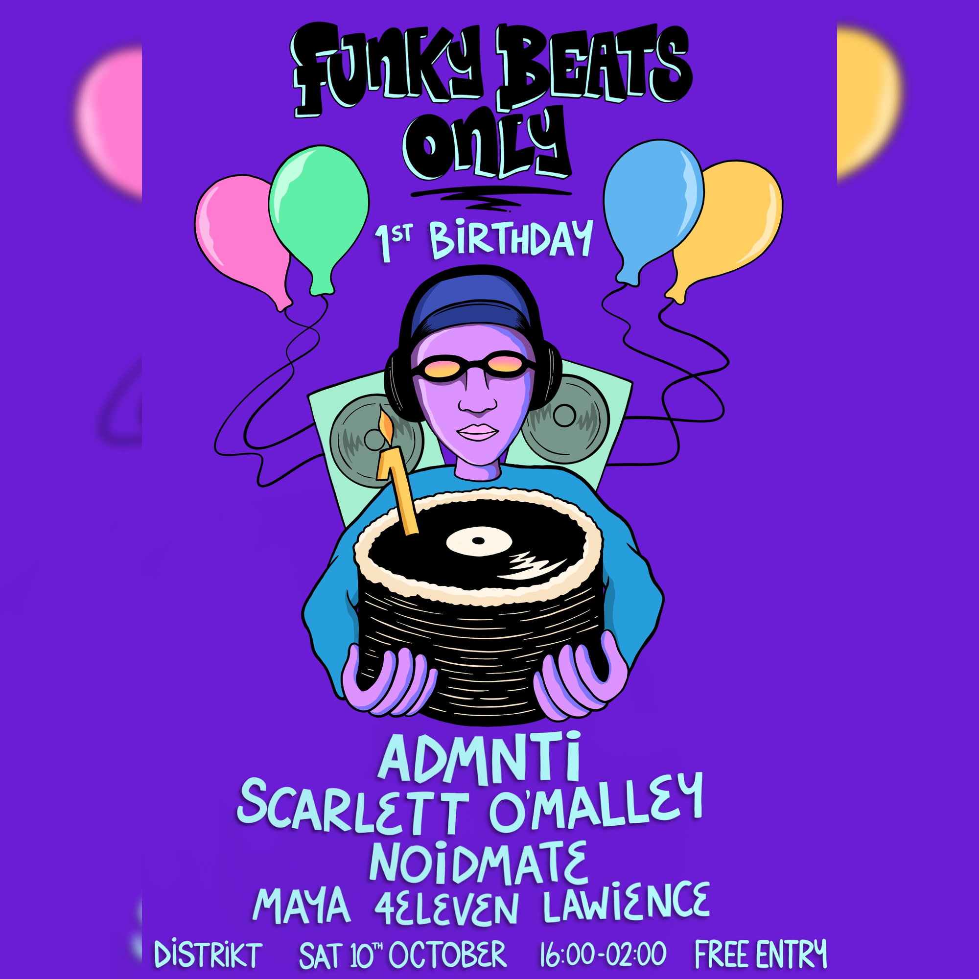 Funky Beats Only 1st Birthday poster