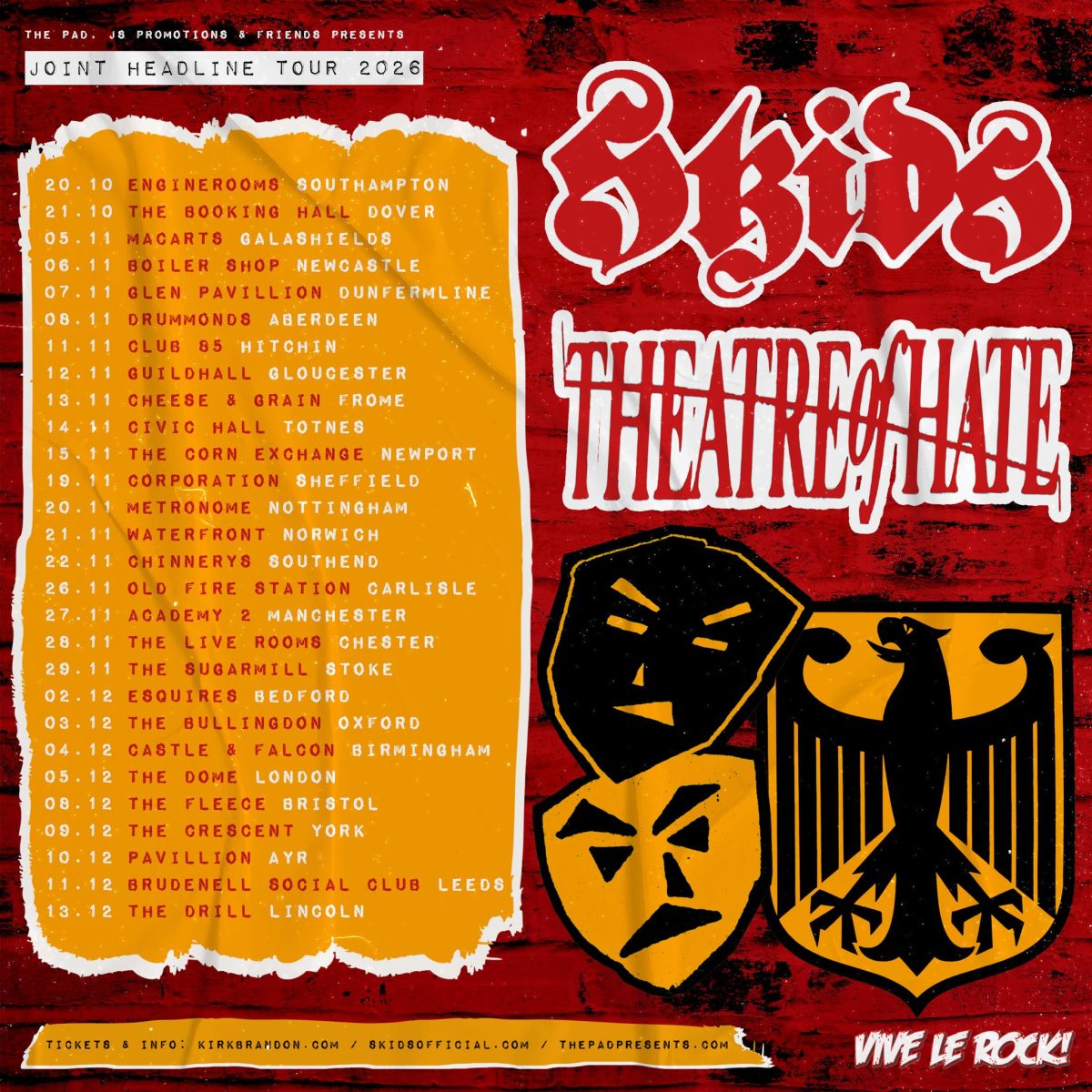 The Skids / Theatre Of Hate poster