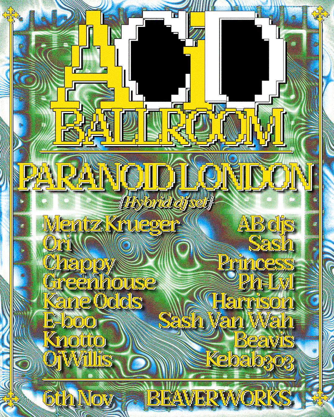 Acid Ballroom: Paranoid London / Mentz Krueger / Ori / Chappy / Greenhouse / Kane Odds / E-Boo / Knotto / OJ Willis / Sash / Princess / Ph-Lvl / Harrison / Sash Van Wah / Beavis / Kebab303 poster