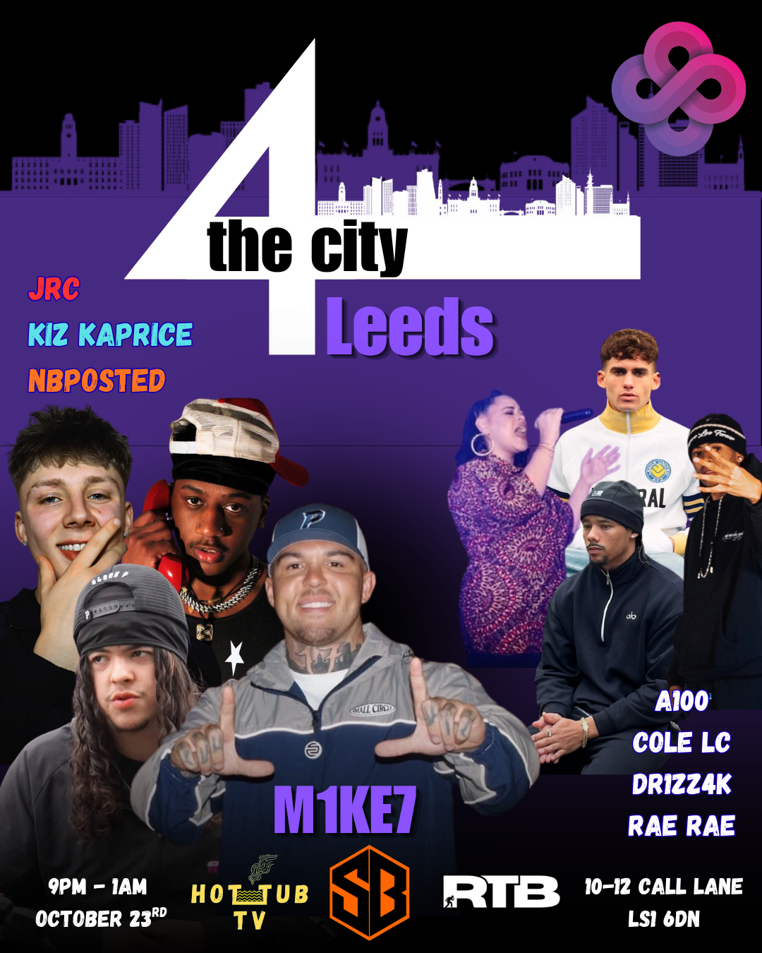 4 THE CITY: M1KE7 / JRC / NBPOSTED / A100 / COLE LC / DR1ZZ4K / RAE RAE poster