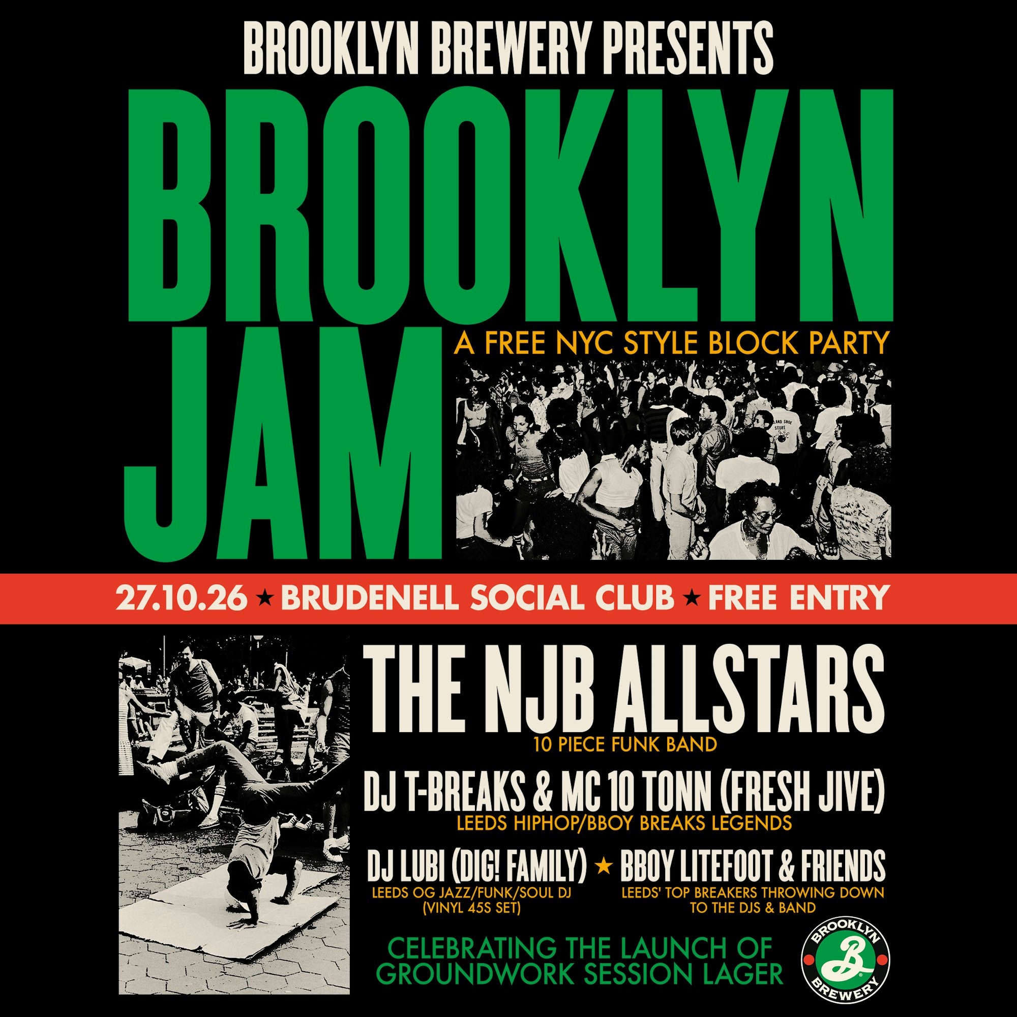 Brooklyn Jam: The NJB Allstars / DJ T-Breaks / MC 10 Tonn / DJ Lubi / Bboy Litefoot poster