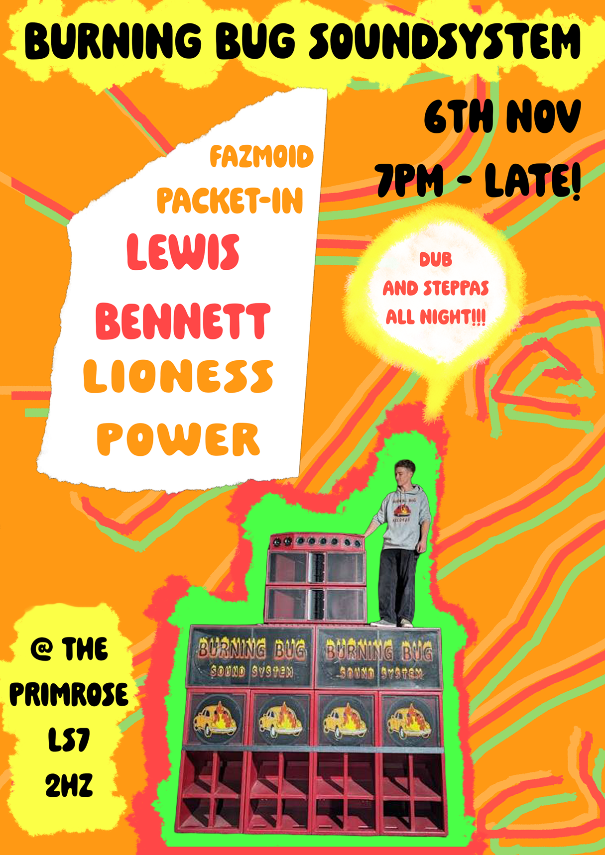 Burning Bug Soundsystem: Lioness Power / Lewis Bennett / Packet-in / Fazmoid poster
