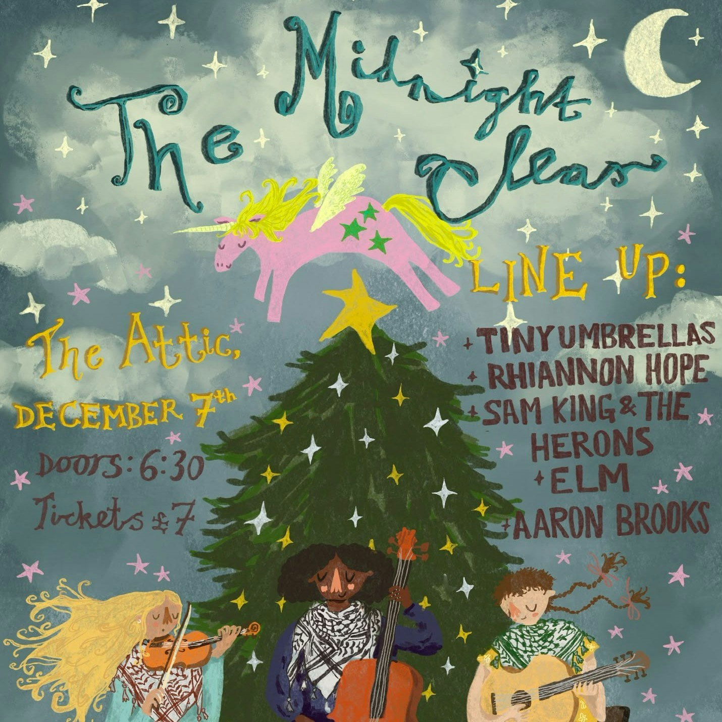 The Midnight Clear: tinyumbrellas / Rhiannon Hope / Sam King & The Herons / Elm / Aaron Brooks poster