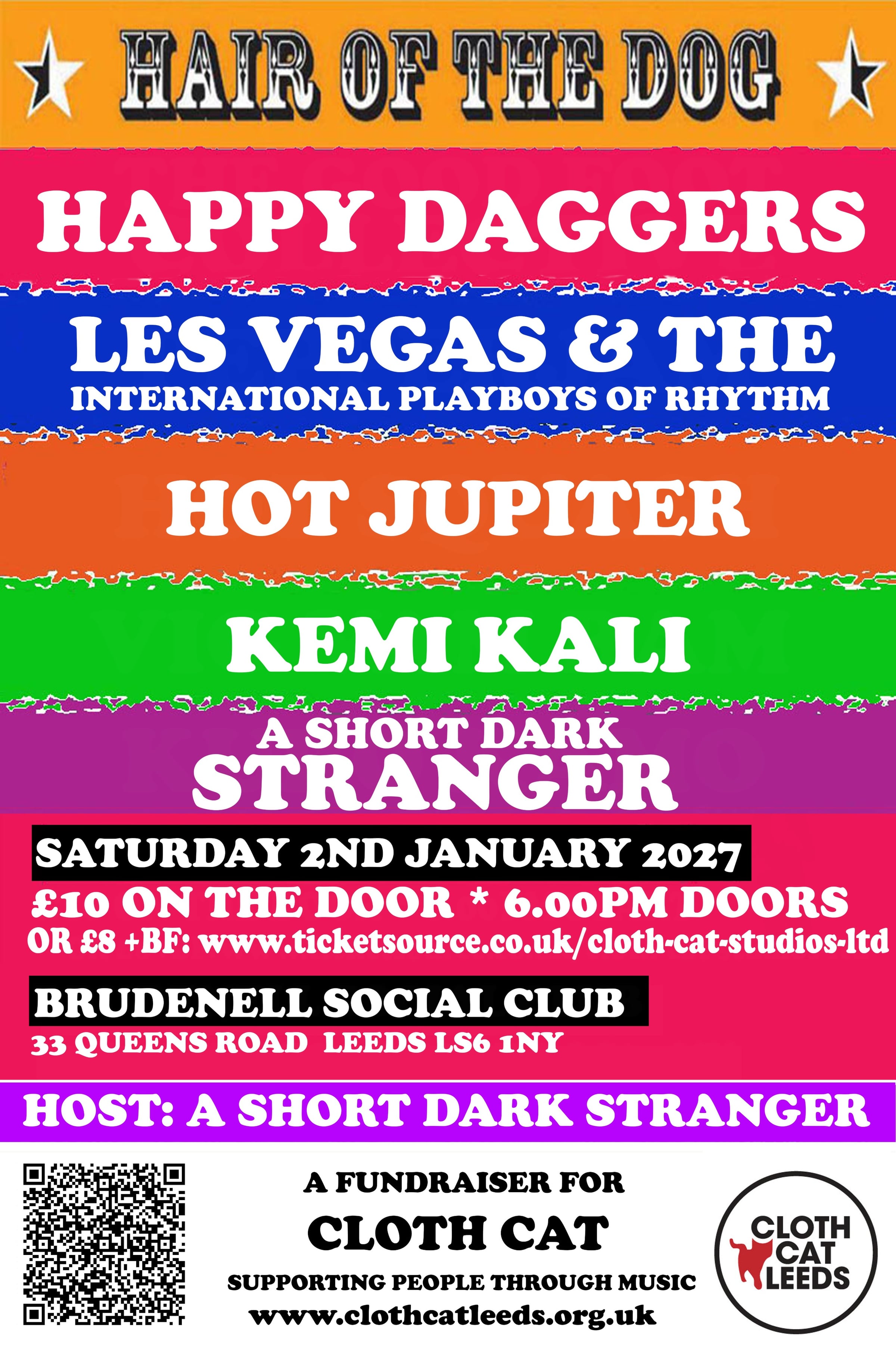 Hair Of The Dog 2027: Happy Daggers / Les Vegas & The International Playboys of Rhythm / Hot Jupiter / Kemi Kali / A Short Dark Stranger poster