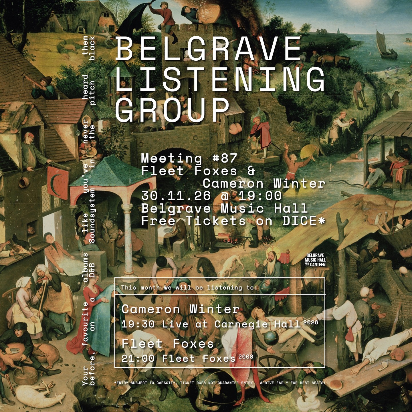 Belgrave Listening Group: Fleet Foxes / Cameron Winter poster