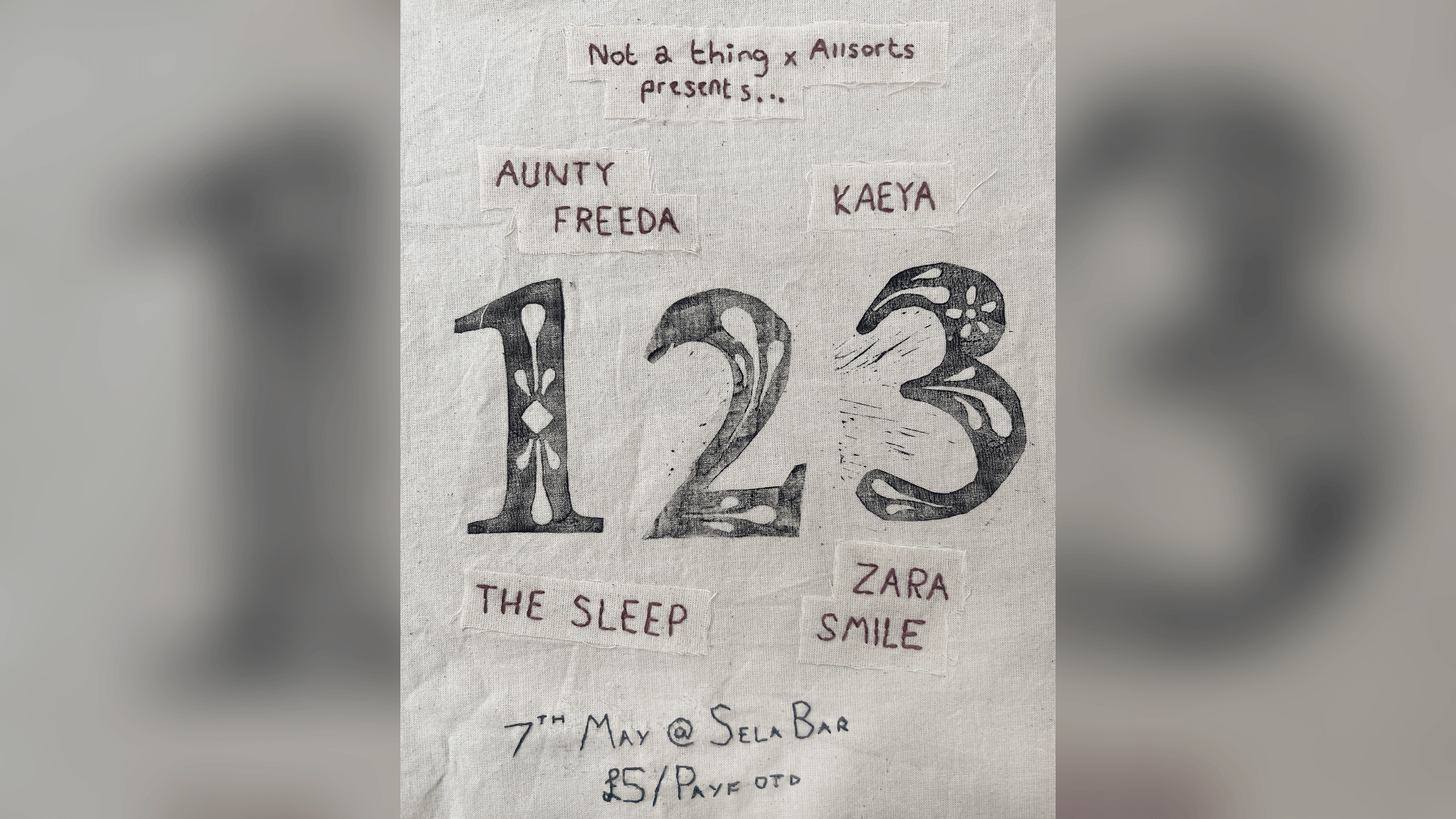 1,2,3… @ Sela Bar, Leeds – May 2026 – Aunty Freeda + Kaeya + The Sleep + Zara Smile